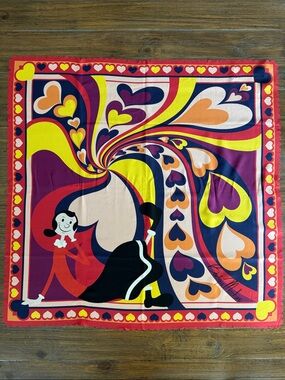 Boutique Moschino Olive Oyl Heart Silk Scarf Psychedelic NWT